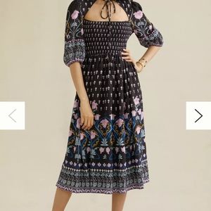 Anthropologie Dasha Smocked Midi Dress